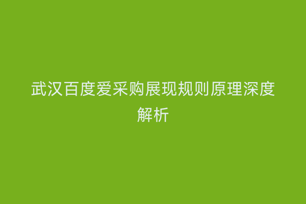 武汉百度爱采购展现规则原理深度解析