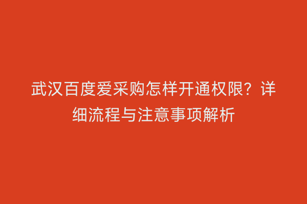 武汉百度爱采购怎样开通权限？详细流程与注意事项解析