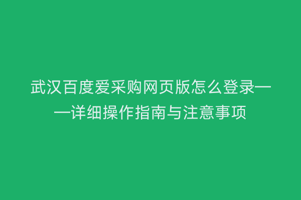 武汉百度爱采购网页版怎么登录——详细操作指南与注意事项