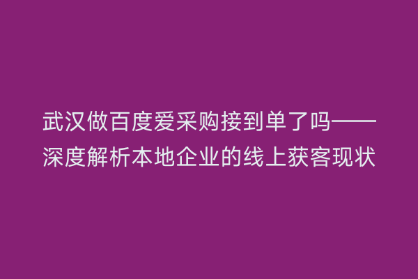 武汉做百度爱采购接到单了吗——深度解析本地企业的线上获客现状