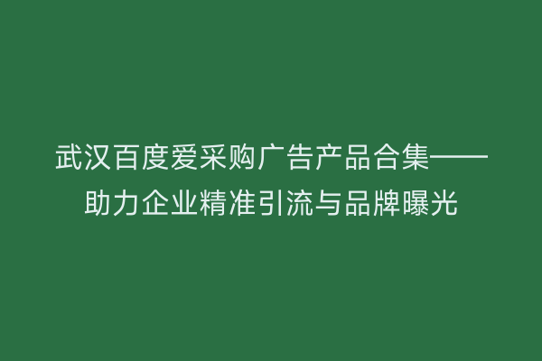 武汉百度爱采购广告产品合集——助力企业精准引流与品牌曝光