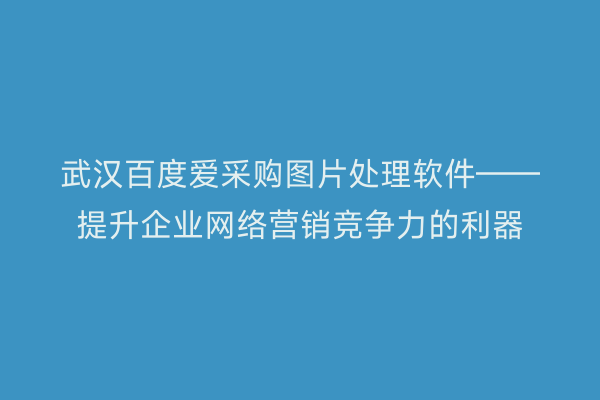 武汉百度爱采购图片处理软件——提升企业网络营销竞争力的利器