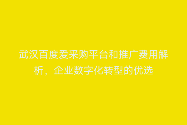 武汉百度爱采购平台和推广费用解析，企业数字化转型的优选