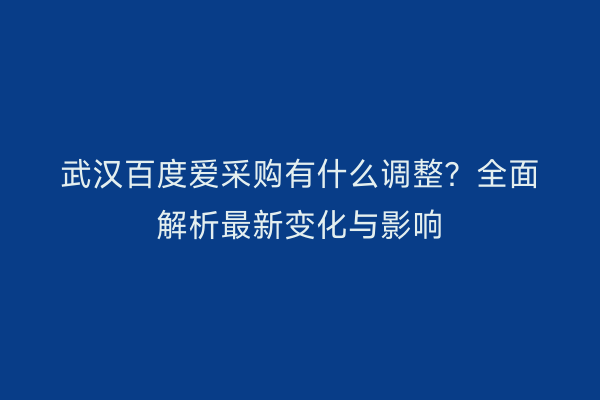 武汉百度爱采购有什么调整？全面解析最新变化与影响