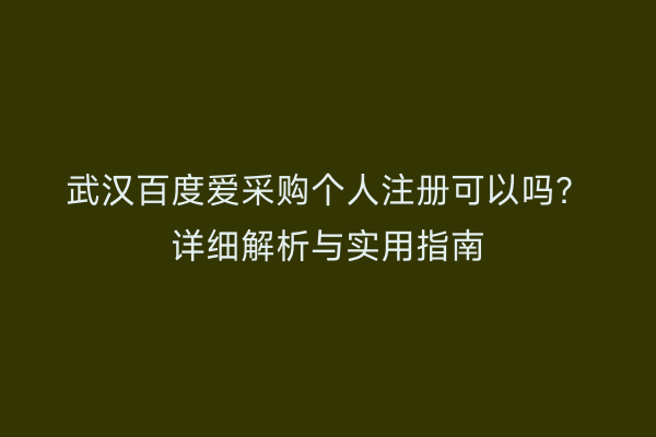 武汉百度爱采购个人注册可以吗？详细解析与实用指南