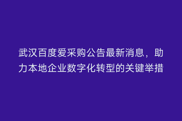 武汉百度爱采购公告最新消息，助力本地企业数字化转型的关键举措
