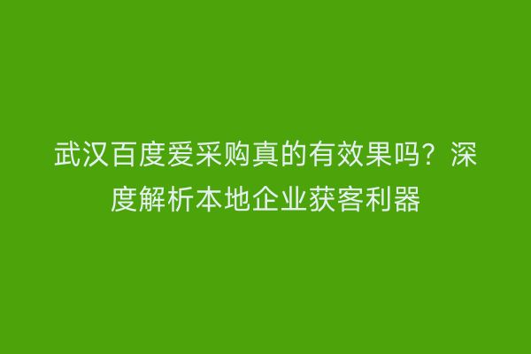 武汉百度爱采购真的有效果吗？深度解析本地企业获客利器