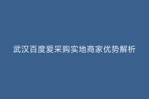 武汉百度爱采购实地商家优势解析