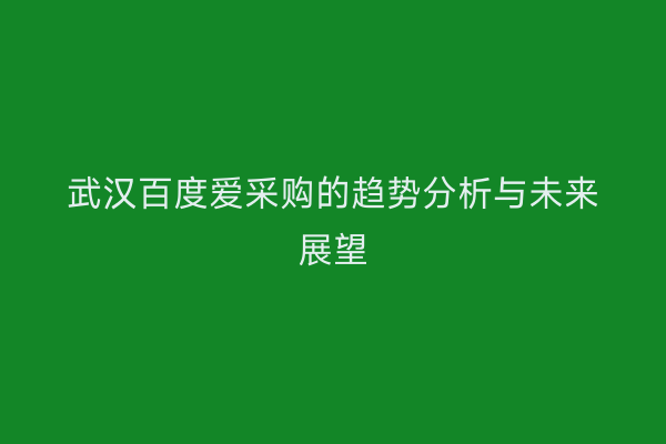 武汉百度爱采购的趋势分析与未来展望