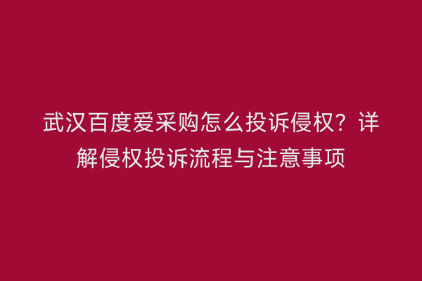 武汉百度爱采购怎么投诉侵权？详解侵权投诉流程与注意事项