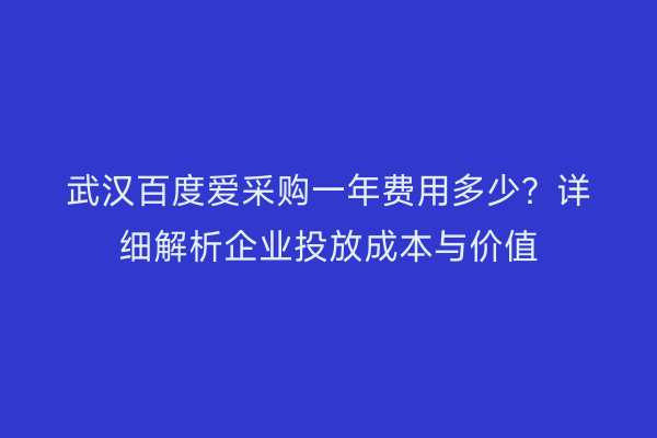 武汉百度爱采购一年费用多少？详细解析企业投放成本与价值
