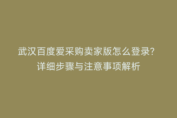 武汉百度爱采购卖家版怎么登录？详细步骤与注意事项解析