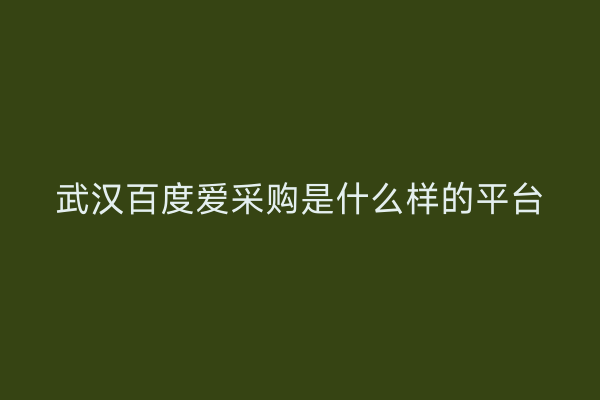 武汉百度爱采购是什么样的平台
