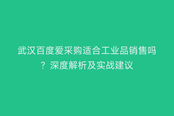 武汉百度爱采购适合工业品销售吗？深度解析及实战建议
