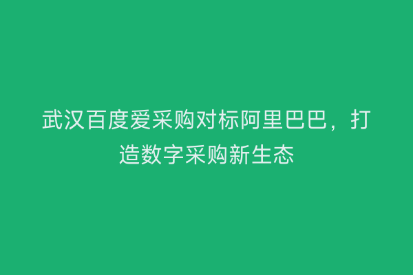武汉百度爱采购对标阿里巴巴，打造数字采购新生态
