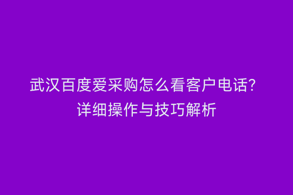 武汉百度爱采购怎么看客户电话？详细操作与技巧解析