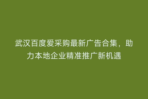 武汉百度爱采购最新广告合集，助力本地企业精准推广新机遇