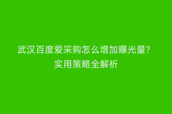 武汉百度爱采购怎么增加曝光量？实用策略全解析