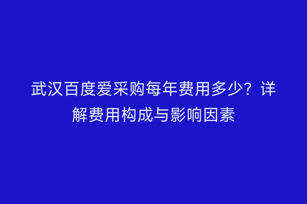 武汉百度爱采购每年费用多少？详解费用构成与影响因素