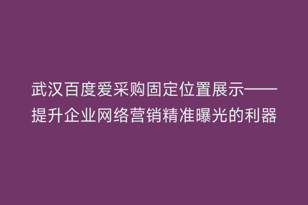 武汉百度爱采购固定位置展示——提升企业网络营销精准曝光的利器