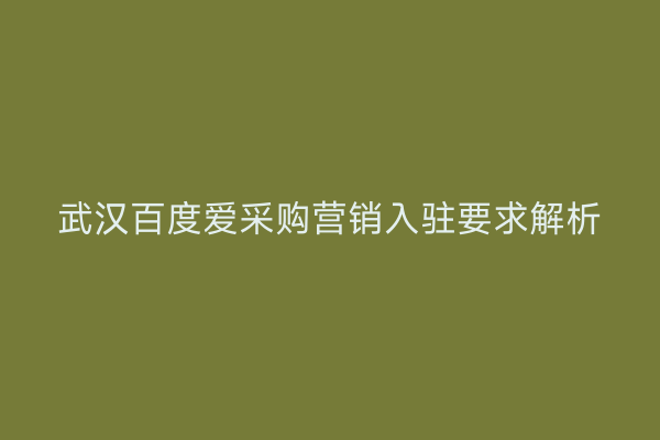 武汉百度爱采购营销入驻要求解析