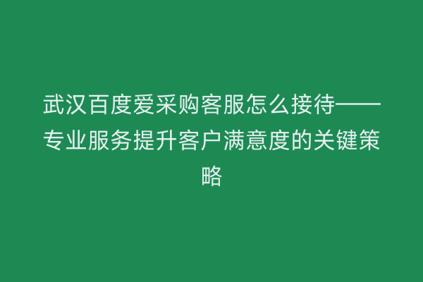 武汉百度爱采购客服怎么接待——专业服务提升客户满意度的关键策略