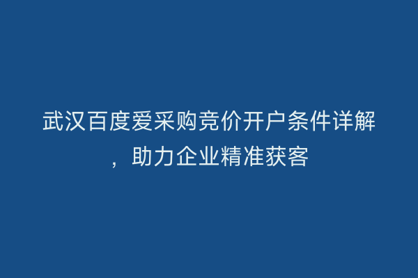 武汉百度爱采购竞价开户条件详解，助力企业精准获客