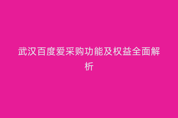 武汉百度爱采购功能及权益全面解析