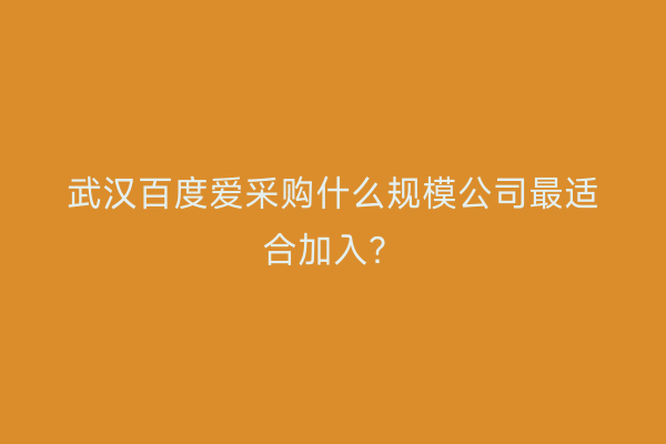 武汉百度爱采购什么规模公司最适合加入？