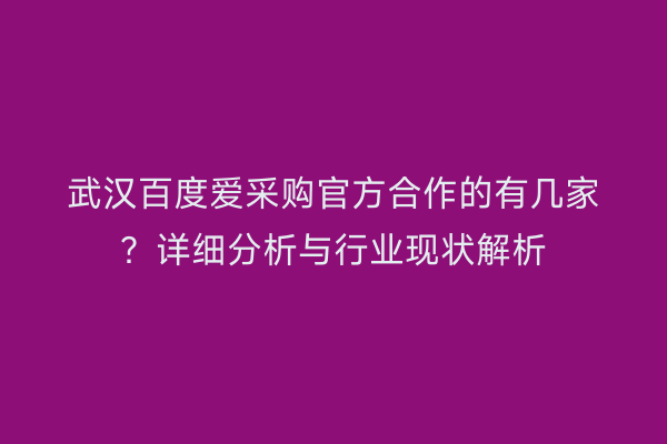 武汉百度爱采购官方合作的有几家？详细分析与行业现状解析