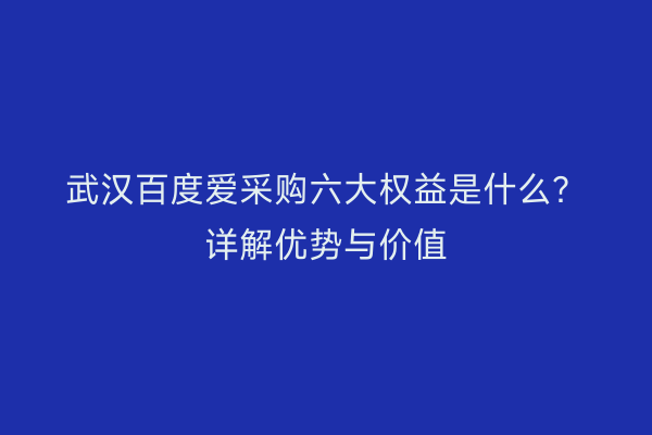 武汉百度爱采购六大权益是什么？详解优势与价值