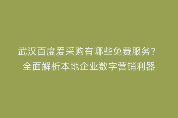 武汉百度爱采购有哪些免费服务？全面解析本地企业数字营销利器
