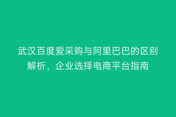 武汉百度爱采购与阿里巴巴的区别解析，企业选择电商平台指南