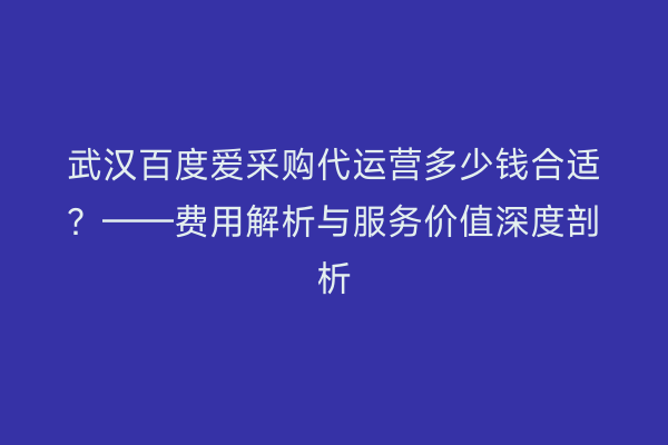 武汉百度爱采购代运营多少钱合适？——费用解析与服务价值深度剖析