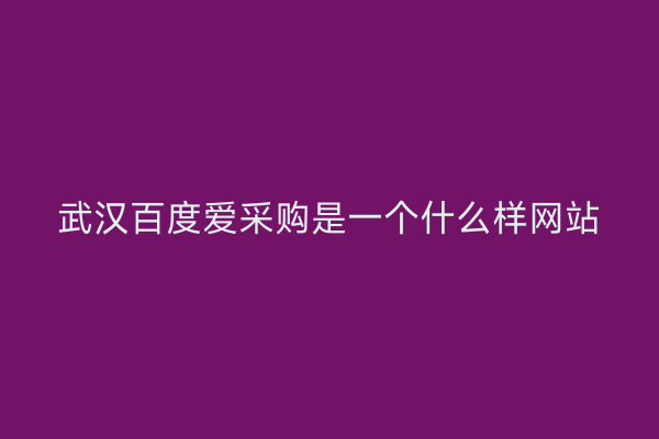 武汉百度爱采购是一个什么样网站
