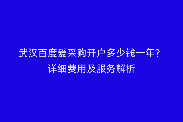 武汉百度爱采购开户多少钱一年？详细费用及服务解析