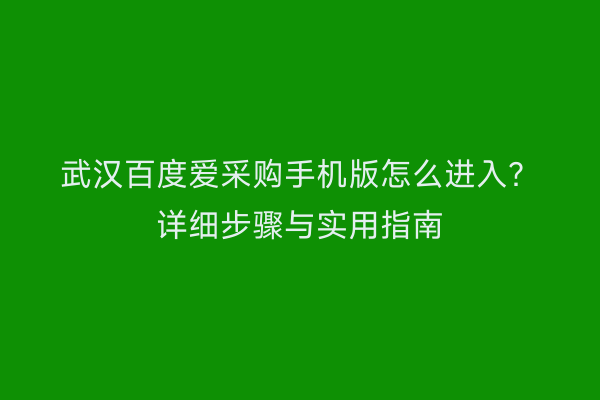 武汉百度爱采购手机版怎么进入？详细步骤与实用指南
