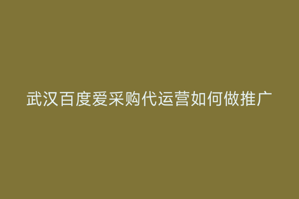 武汉百度爱采购代运营如何做推广