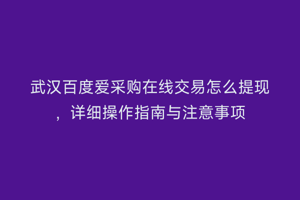 武汉百度爱采购在线交易怎么提现，详细操作指南与注意事项