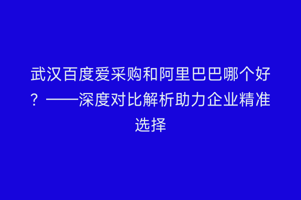 武汉百度爱采购和阿里巴巴哪个好？——深度对比解析助力企业精准选择