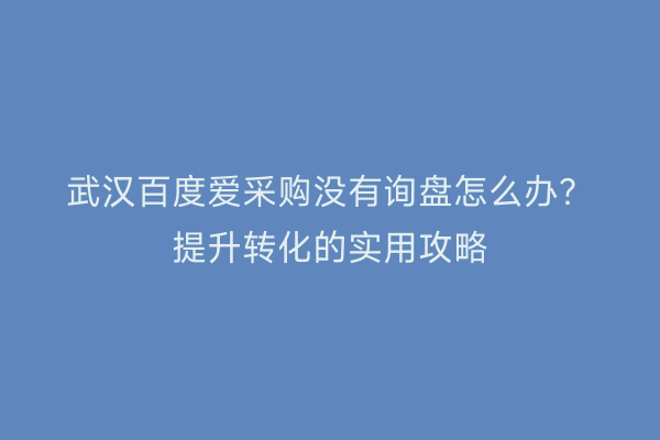 武汉百度爱采购没有询盘怎么办？提升转化的实用攻略
