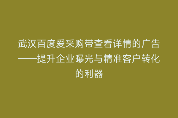 武汉百度爱采购带查看详情的广告——提升企业曝光与精准客户转化的利器