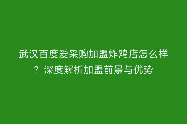 武汉百度爱采购加盟炸鸡店怎么样？深度解析加盟前景与优势