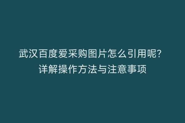 武汉百度爱采购图片怎么引用呢？详解操作方法与注意事项