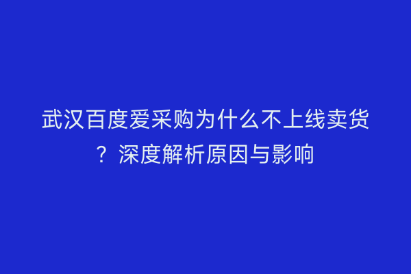 武汉百度爱采购为什么不上线卖货?深度解析原因与影响