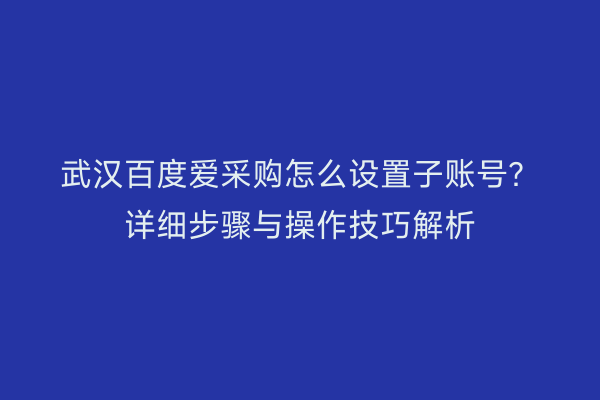 武汉百度爱采购怎么设置子账号？详细步骤与操作技巧解析