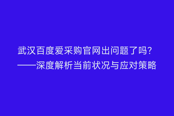 武汉百度爱采购官网出问题了吗？——深度解析当前状况与应对策略