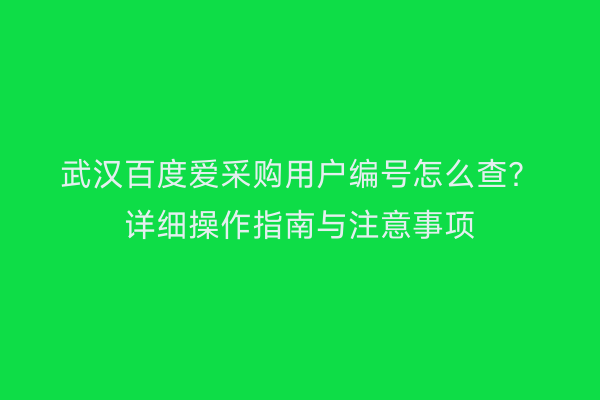 武汉百度爱采购用户编号怎么查？详细操作指南与注意事项