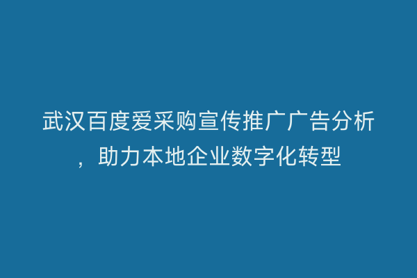 武汉百度爱采购宣传推广广告分析，助力本地企业数字化转型