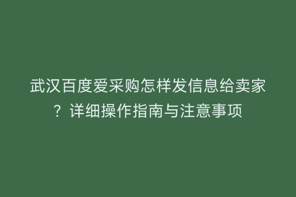 武汉百度爱采购怎样发信息给卖家？详细操作指南与注意事项